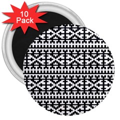 Model Traditional Draperie Line Black White 3  Magnets (10 Pack) 