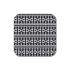 Model Traditional Draperie Line Black White Rubber Square Coaster (4 Pack) 