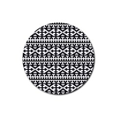 Model Traditional Draperie Line Black White Rubber Coaster (round)  by Mariart