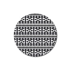 Model Traditional Draperie Line Black White Magnet 3  (round) by Mariart