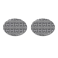 Model Traditional Draperie Line Black White Cufflinks (oval) by Mariart