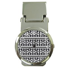 Model Traditional Draperie Line Black White Money Clip Watches