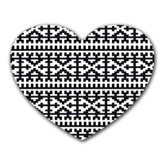 Model Traditional Draperie Line Black White Heart Mousepads by Mariart