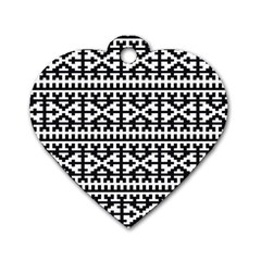 Model Traditional Draperie Line Black White Dog Tag Heart (one Side)