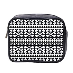 Model Traditional Draperie Line Black White Mini Toiletries Bag 2-side