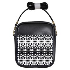 Model Traditional Draperie Line Black White Girls Sling Bags by Mariart