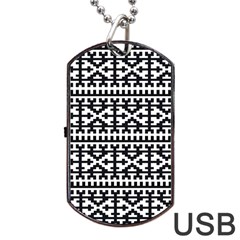 Model Traditional Draperie Line Black White Dog Tag Usb Flash (one Side) by Mariart