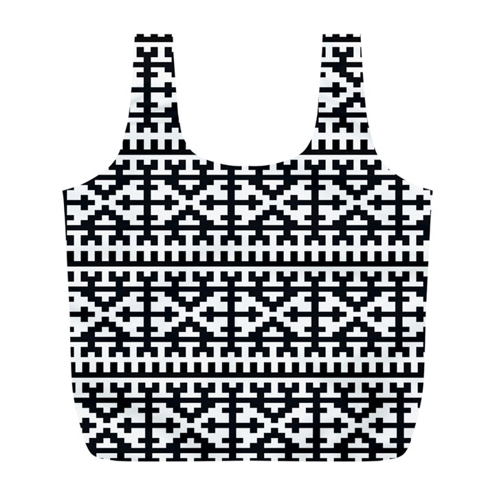 Model Traditional Draperie Line Black White Full Print Recycle Bags (L) 