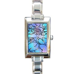 Lotus Flower Wall Purple Blue Rectangle Italian Charm Watch