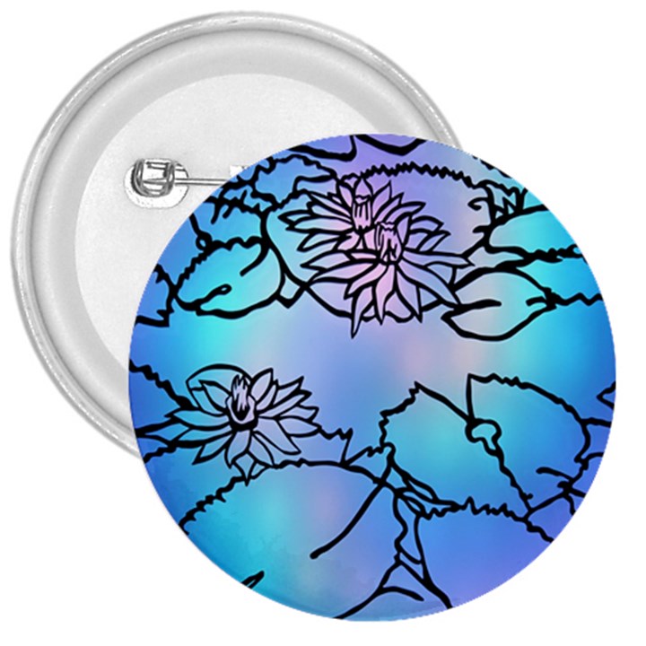 Lotus Flower Wall Purple Blue 3  Buttons