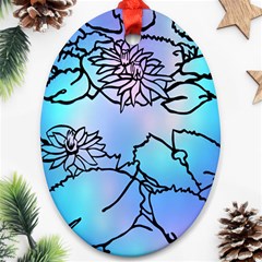 Lotus Flower Wall Purple Blue Ornament (oval)