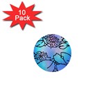 Lotus Flower Wall Purple Blue 1  Mini Buttons (10 pack)  Front