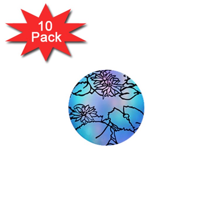 Lotus Flower Wall Purple Blue 1  Mini Buttons (10 pack) 