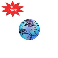 Lotus Flower Wall Purple Blue 1  Mini Magnet (10 Pack) 