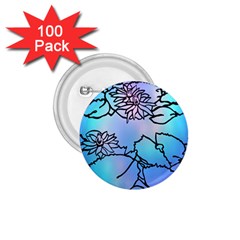 Lotus Flower Wall Purple Blue 1 75  Buttons (100 Pack)  by Mariart