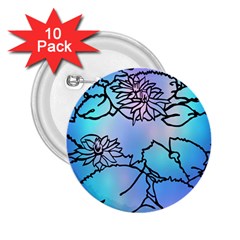 Lotus Flower Wall Purple Blue 2 25  Buttons (10 Pack)  by Mariart