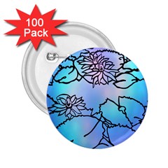 Lotus Flower Wall Purple Blue 2 25  Buttons (100 Pack)  by Mariart