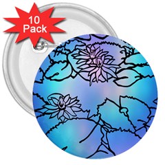 Lotus Flower Wall Purple Blue 3  Buttons (10 Pack) 