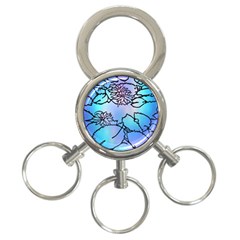 Lotus Flower Wall Purple Blue 3-ring Key Chains by Mariart