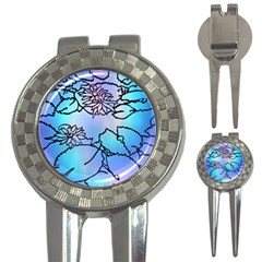 Lotus Flower Wall Purple Blue 3-in-1 Golf Divots by Mariart