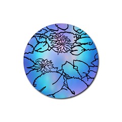 Lotus Flower Wall Purple Blue Rubber Round Coaster (4 Pack)  by Mariart