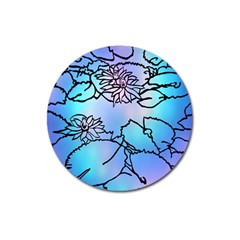 Lotus Flower Wall Purple Blue Magnet 3  (round) by Mariart