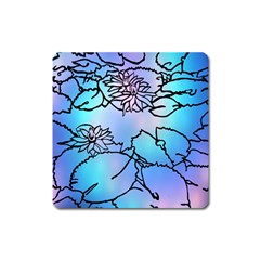 Lotus Flower Wall Purple Blue Square Magnet