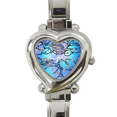 Lotus Flower Wall Purple Blue Heart Italian Charm Watch by Mariart