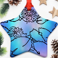 Lotus Flower Wall Purple Blue Star Ornament (two Sides) by Mariart