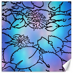 Lotus Flower Wall Purple Blue Canvas 16  X 16  