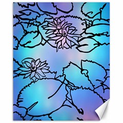 Lotus Flower Wall Purple Blue Canvas 16  X 20  