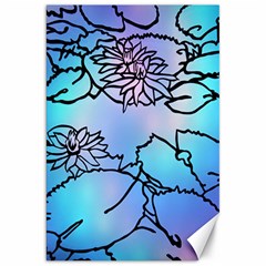 Lotus Flower Wall Purple Blue Canvas 20  X 30   by Mariart