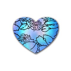 Lotus Flower Wall Purple Blue Rubber Coaster (heart) 