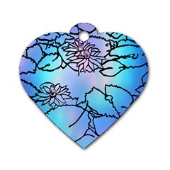 Lotus Flower Wall Purple Blue Dog Tag Heart (two Sides) by Mariart