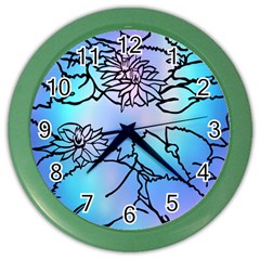 Lotus Flower Wall Purple Blue Color Wall Clocks by Mariart