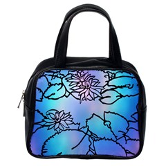 Lotus Flower Wall Purple Blue Classic Handbags (one Side) by Mariart