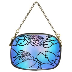 Lotus Flower Wall Purple Blue Chain Purses (two Sides) 