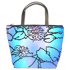 Lotus Flower Wall Purple Blue Bucket Bags by Mariart