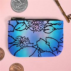 Lotus Flower Wall Purple Blue Mini Coin Purses by Mariart