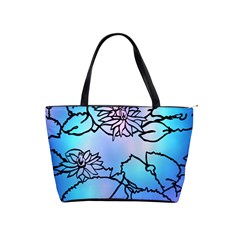 Lotus Flower Wall Purple Blue Shoulder Handbags by Mariart