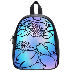 Lotus Flower Wall Purple Blue School Bag (small)