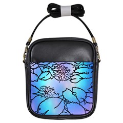 Lotus Flower Wall Purple Blue Girls Sling Bags by Mariart