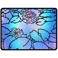 Lotus Flower Wall Purple Blue Fleece Blanket (large) 