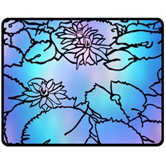 Lotus Flower Wall Purple Blue Fleece Blanket (medium) 