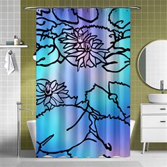 Lotus Flower Wall Purple Blue Shower Curtain 48  X 72  (small) 