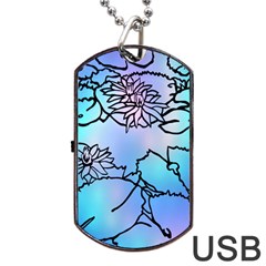 Lotus Flower Wall Purple Blue Dog Tag Usb Flash (one Side) by Mariart