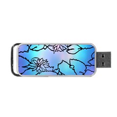 Lotus Flower Wall Purple Blue Portable Usb Flash (two Sides) by Mariart