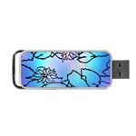 Lotus Flower Wall Purple Blue Portable USB Flash (Two Sides) Back