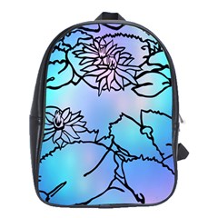 Lotus Flower Wall Purple Blue School Bag (xl) by Mariart