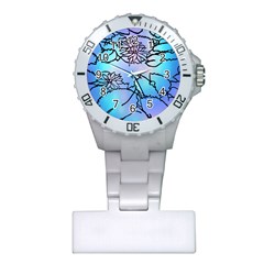 Lotus Flower Wall Purple Blue Plastic Nurses Watch by Mariart